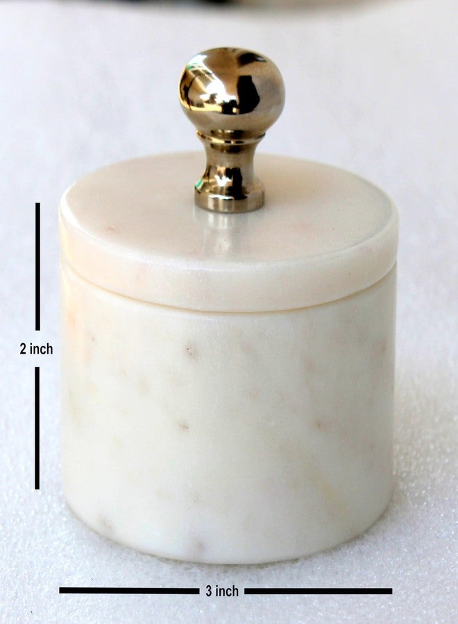 KLEO Marble Salt and Spice Holder with Lid | Small Container | Stone Salt Box/Canister for Kitchen and Dining | Saunf Holder (White) - Image 5